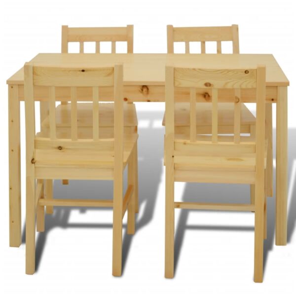 Wooden Dining Table with 4 Chairs Natural - Image 3