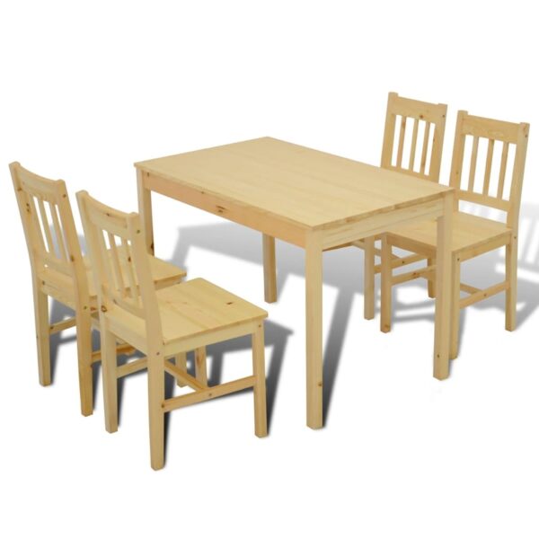 Wooden Dining Table with 4 Chairs Natural - Image 6