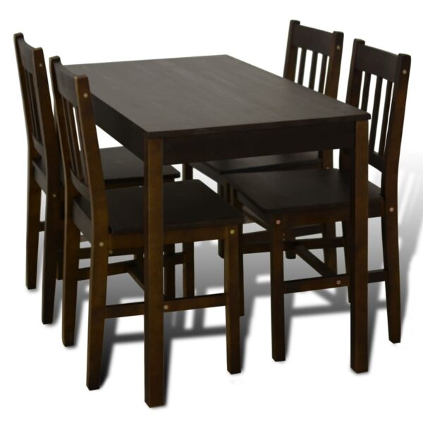 Wooden Dining Table with 4 Chairs Brown - Image 2