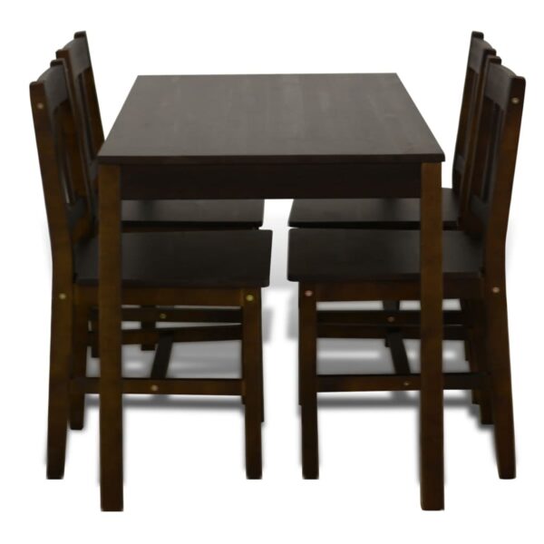 Wooden Dining Table with 4 Chairs Brown - Image 5