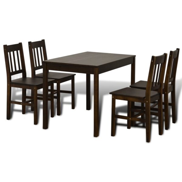 Wooden Dining Table with 4 Chairs Brown - Image 6