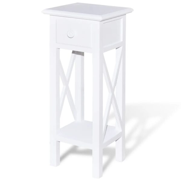 vidaXL Side Table with Drawer White - Image 2