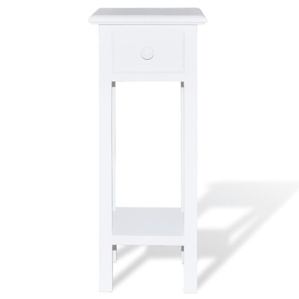 vidaXL Side Table with Drawer White - Image 3