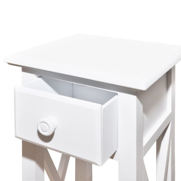 vidaXL Side Table with Drawer White - Image 4