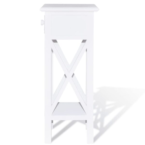 vidaXL Side Table with Drawer White - Image 5