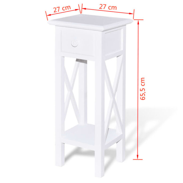 vidaXL Side Table with Drawer White - Image 6