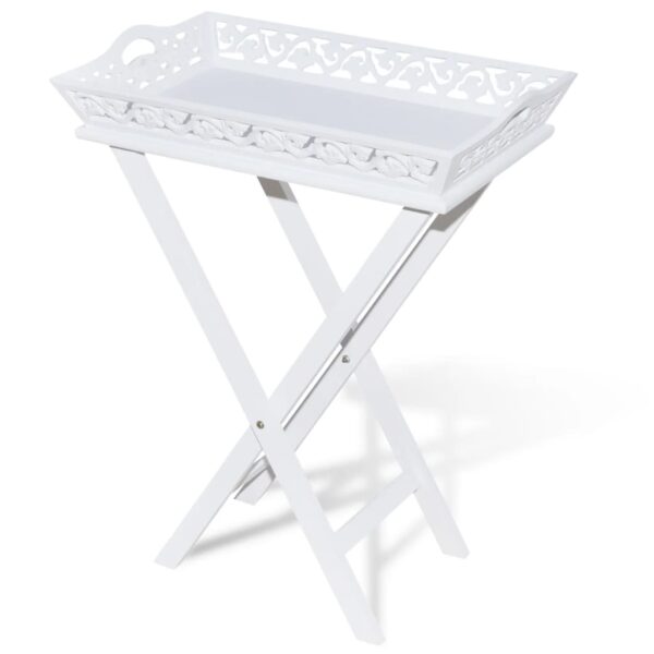 vidaXL Side Table with Tray White - Image 2