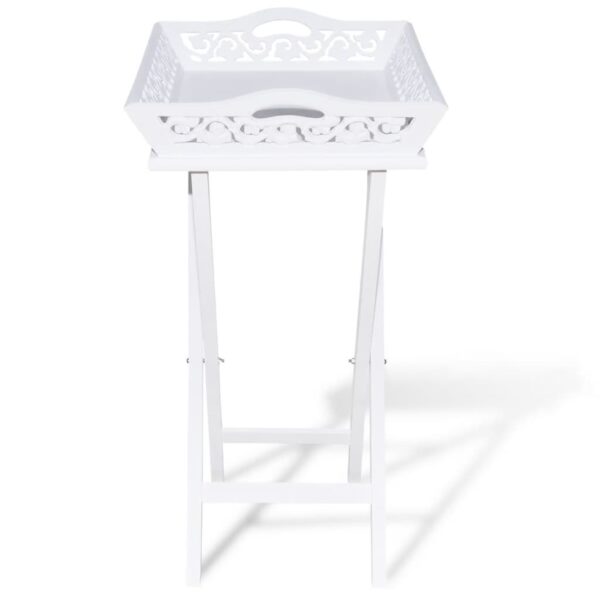 vidaXL Side Table with Tray White - Image 5