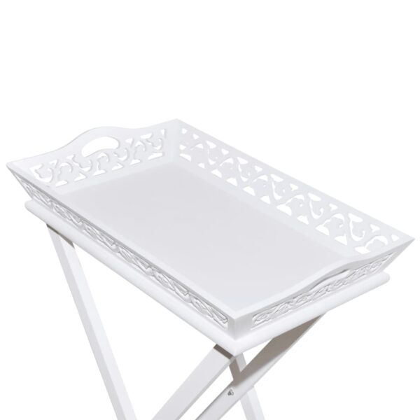 vidaXL Side Table with Tray White - Image 6