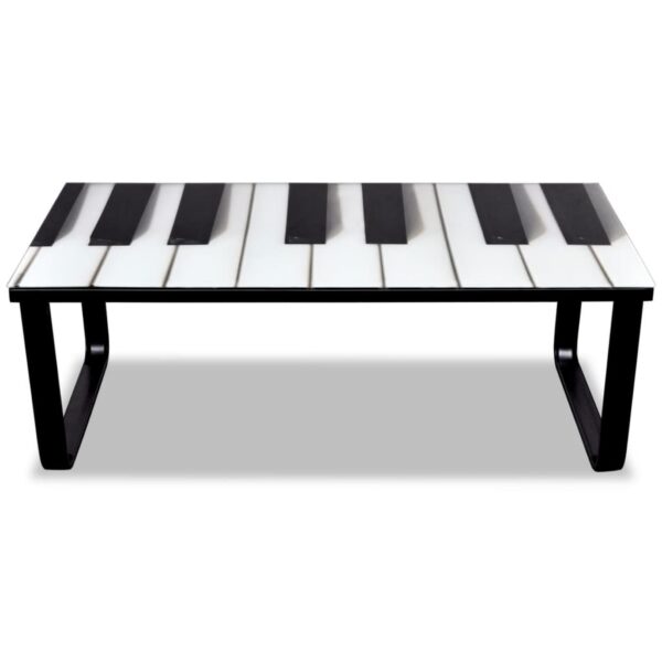 vidaXL Coffee Table with Piano Printing Glass Top - Image 2