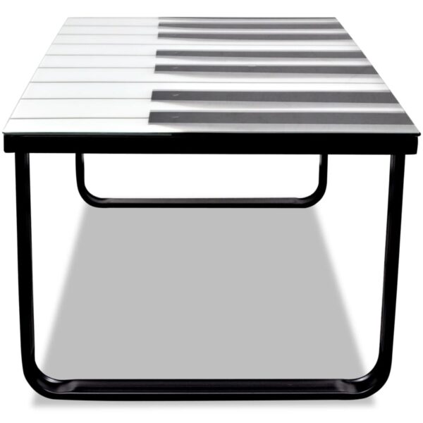 vidaXL Coffee Table with Piano Printing Glass Top - Image 3