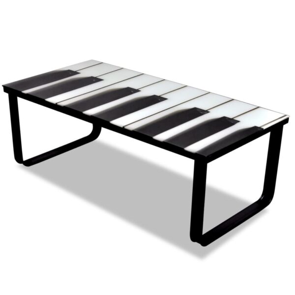 vidaXL Coffee Table with Piano Printing Glass Top - Image 4