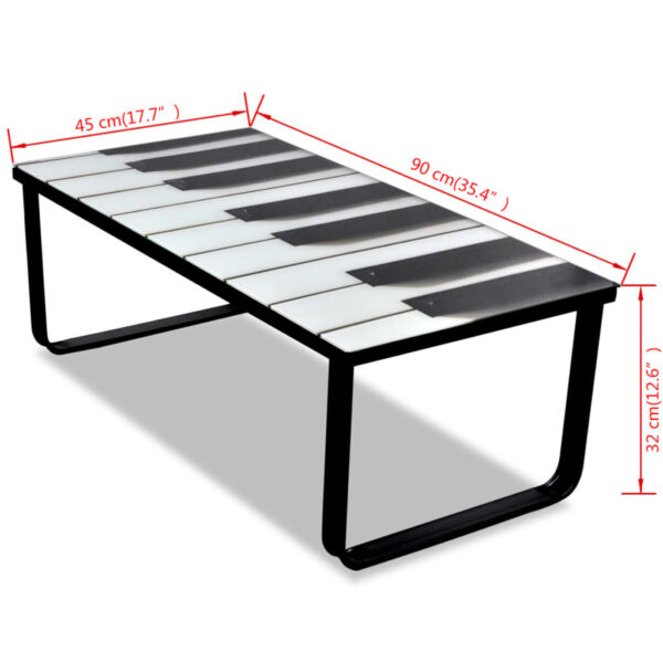 vidaXL Coffee Table with Piano Printing Glass Top - Image 7