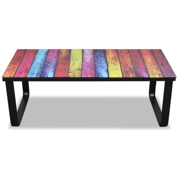 vidaXL Coffee Table with Rainbow Printing Glass Top - Image 2