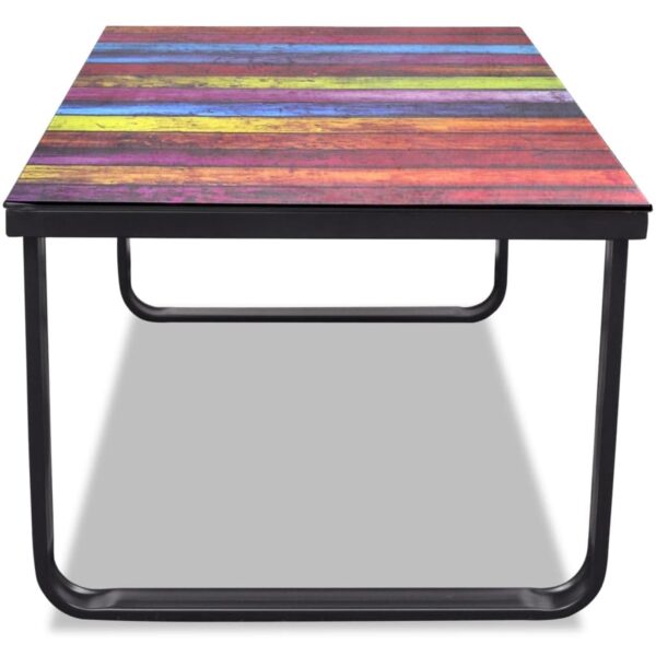 vidaXL Coffee Table with Rainbow Printing Glass Top - Image 3