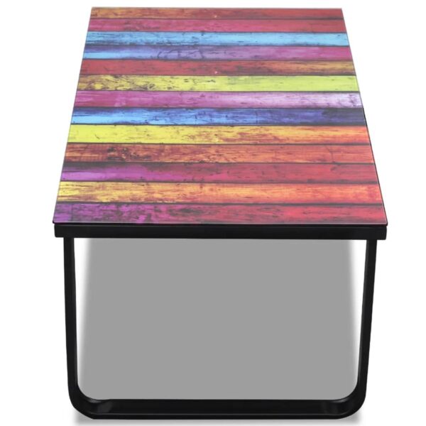 vidaXL Coffee Table with Rainbow Printing Glass Top - Image 4