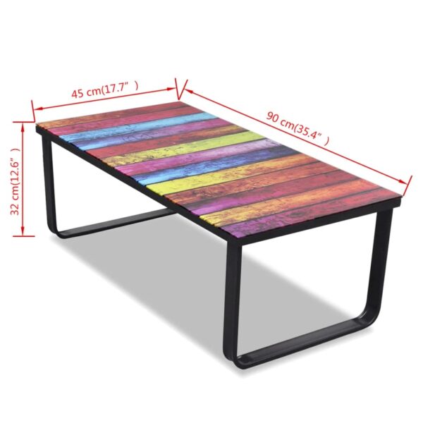 vidaXL Coffee Table with Rainbow Printing Glass Top - Image 7