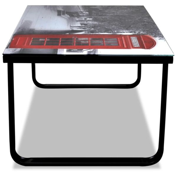 vidaXL Coffee Table with Telephone Booth Printing Glass Top - Image 4