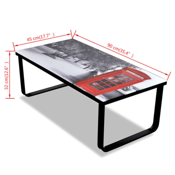 vidaXL Coffee Table with Telephone Booth Printing Glass Top - Image 7