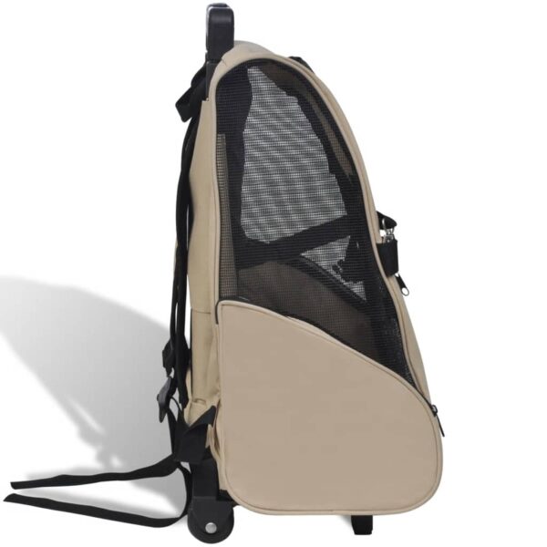 vidaXL Foldable Multipurpose Pet Trolley Beige - Image 3