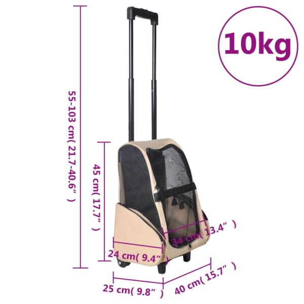 vidaXL Foldable Multipurpose Pet Trolley Beige - Image 8