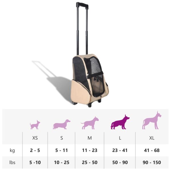 vidaXL Foldable Multipurpose Pet Trolley Beige - Image 9