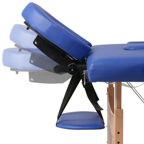 vidaXL Blue Foldable Massage Table 2 Zones with Wooden Frame - Image 8