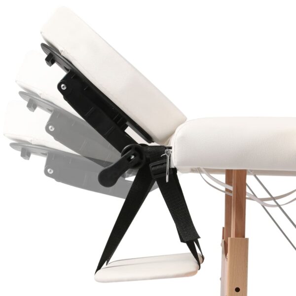 vidaXL Cream White Foldable Massage Table 2 Zones with Wooden Frame - Image 8