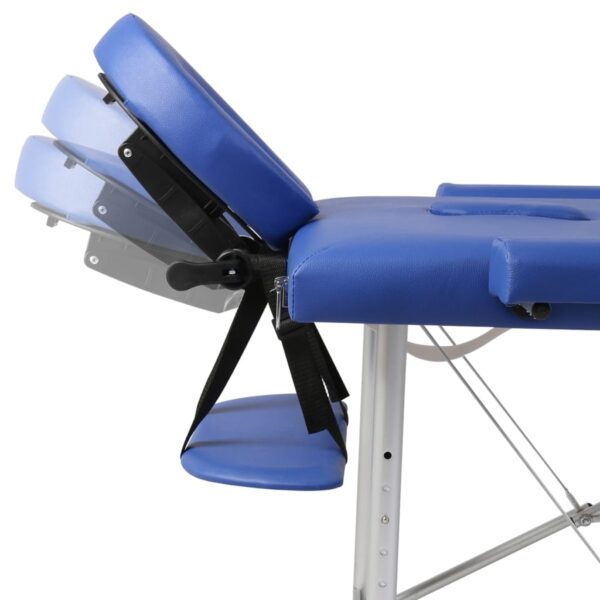 vidaXL Blue Foldable Massage Table 2 Zones with Aluminum Frame - Image 5