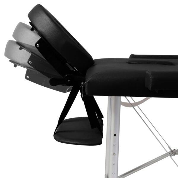 vidaXL Black Foldable Massage Table 2 Zones with Aluminum Frame - Image 6