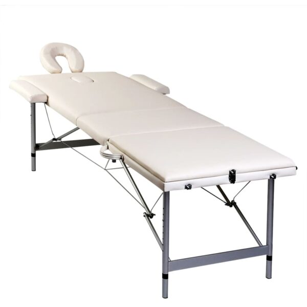 vidaXL Cream White Foldable Massage Table 3 Zones with Aluminum Frame - Image 4