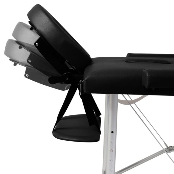 vidaXL Black Foldable Massage Table 3 Zones with Aluminum Frame - Image 7