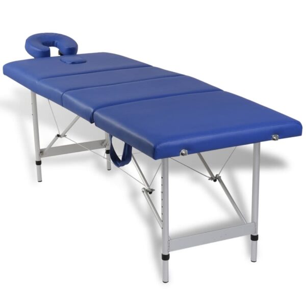 vidaXL Blue Foldable Massage Table 4 Zones with Aluminum Frame - Image 2