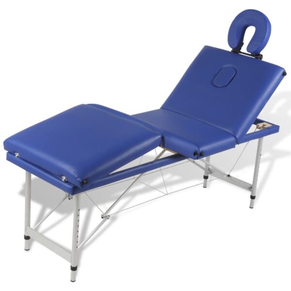 vidaXL Blue Foldable Massage Table 4 Zones with Aluminum Frame - Image 4