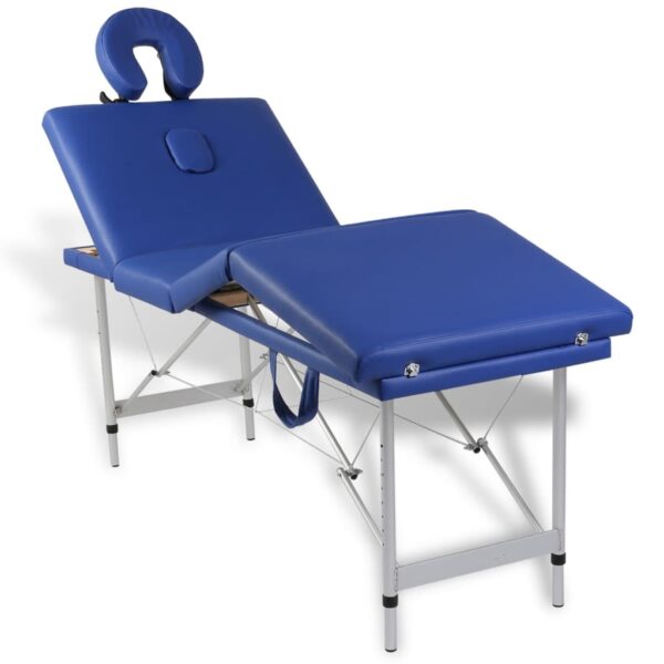 vidaXL Blue Foldable Massage Table 4 Zones with Aluminum Frame - Image 8