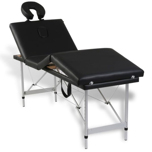 vidaXL Black Foldable Massage Table 4 Zones with Aluminum Frame - Image 2