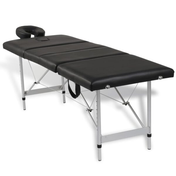 vidaXL Black Foldable Massage Table 4 Zones with Aluminum Frame - Image 3