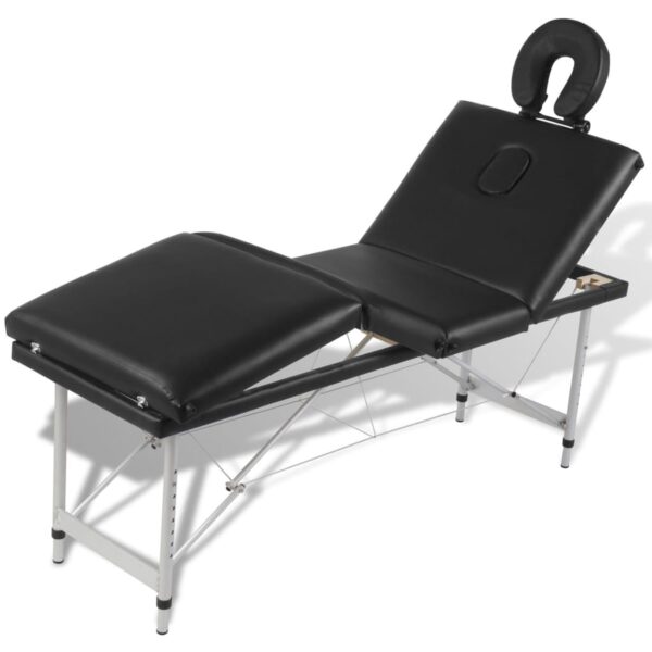 vidaXL Black Foldable Massage Table 4 Zones with Aluminum Frame - Image 6