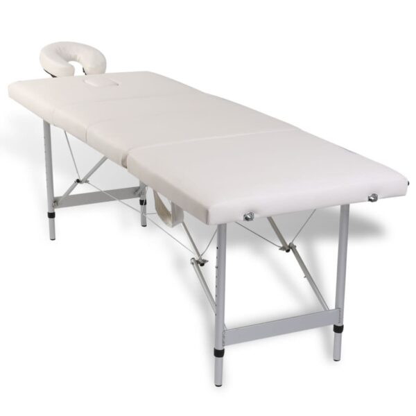 vidaXL Creme White Foldable Massage Table 4 Zones with Aluminum Frame - Image 2