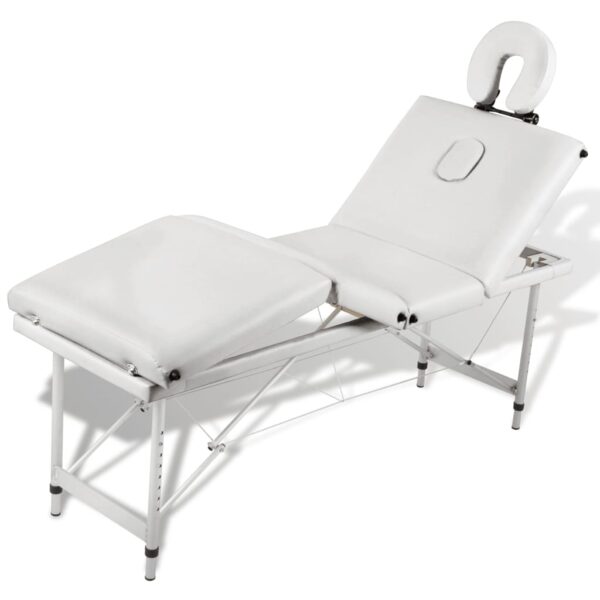 vidaXL Creme White Foldable Massage Table 4 Zones with Aluminum Frame - Image 6