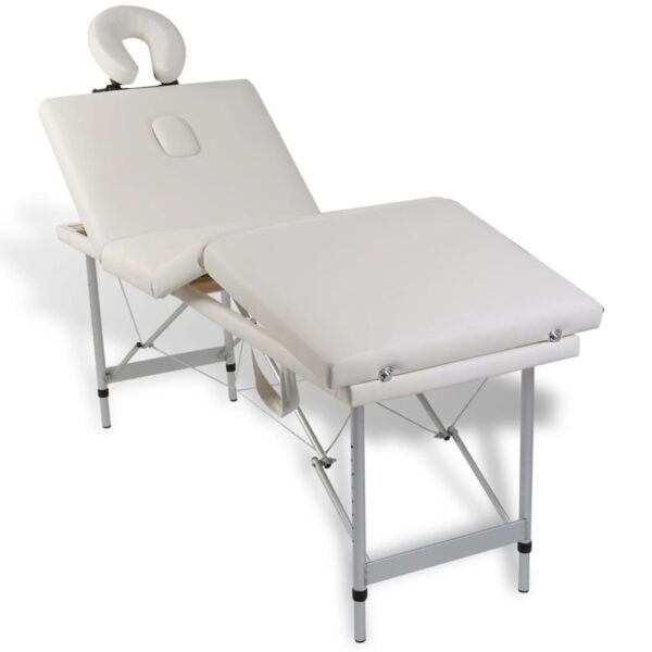 vidaXL Creme White Foldable Massage Table 4 Zones with Aluminum Frame - Image 9