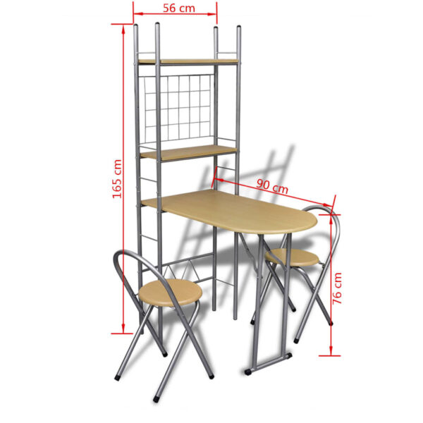 Foldable Breakfast Bar Set with 2 Chairs - Image 8