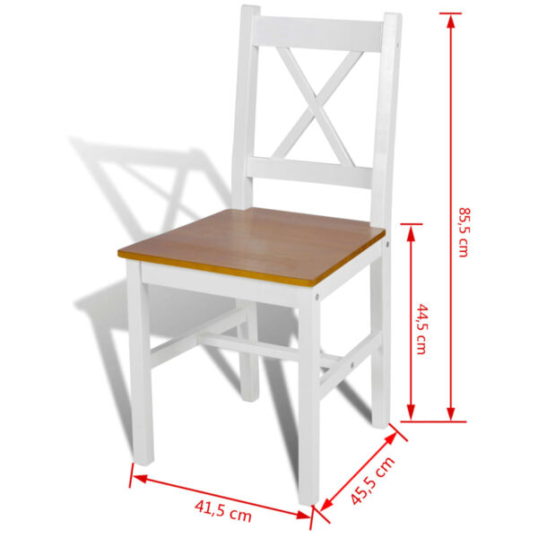 vidaXL Dining Chairs 2 pcs White Pinewood - Image 5