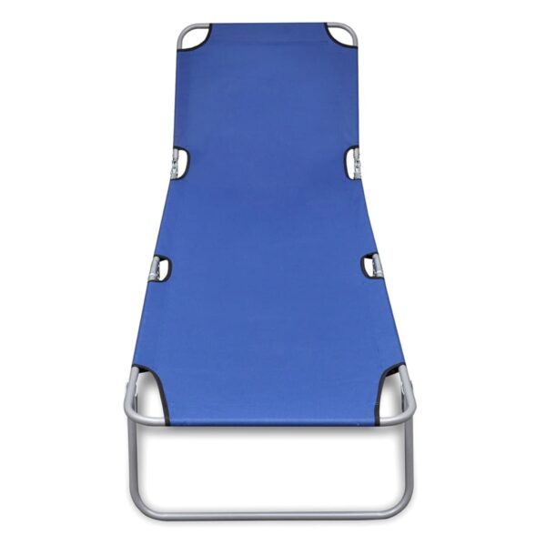 vidaXL Folding Sun Lounger Powder-coated Steel Blue - Image 2