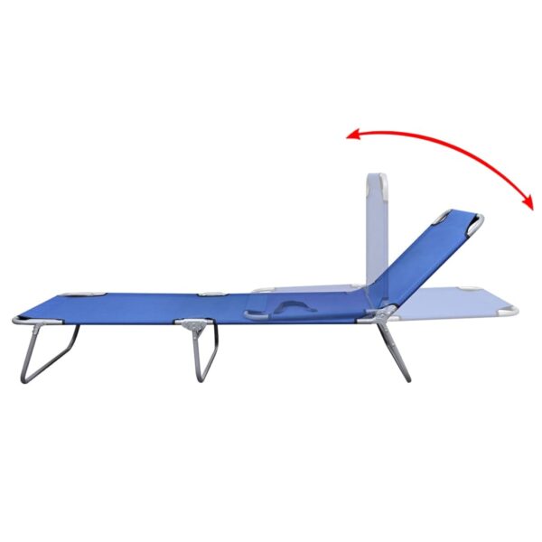 vidaXL Folding Sun Lounger Powder-coated Steel Blue - Image 3