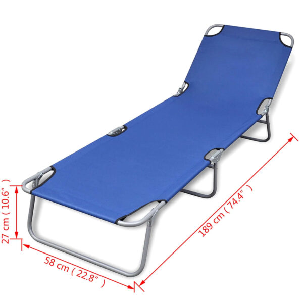 vidaXL Folding Sun Lounger Powder-coated Steel Blue - Image 6