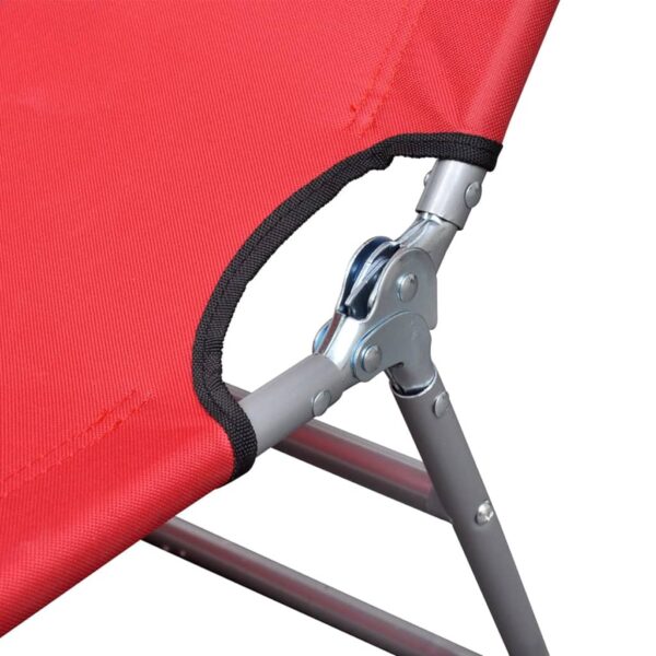 vidaXL Folding Sun Lounger with Head Cushion Powder-coated Steel Red - Image 5