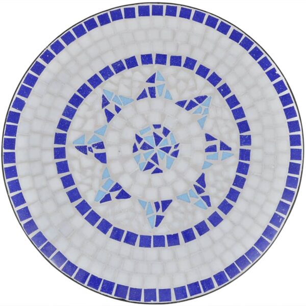 vidaXL Bistro Table Blue and White 23.6" Mosaic - Image 3