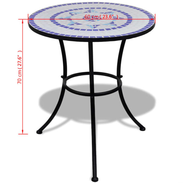 vidaXL Bistro Table Blue and White 23.6" Mosaic - Image 5