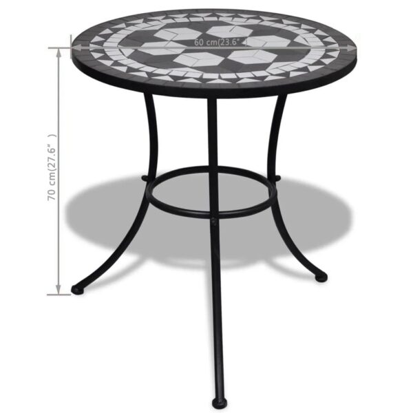 vidaXL Bistro Table Black and White 23.6" Mosaic - Image 5